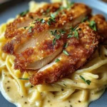 Crispy Chicken with Creamy Pasta