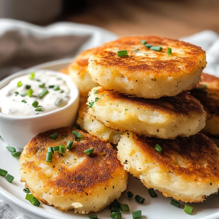 Leftover Mashed Potato Cakes with Chive-Onion Dip