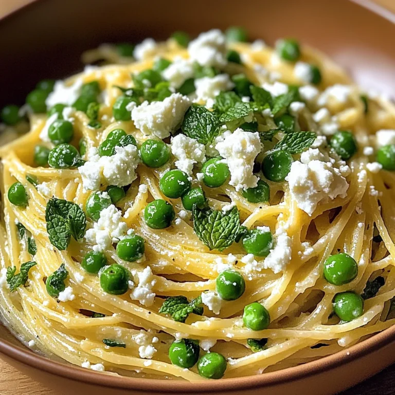 Spaghetti Goat Cheese Mint Peas