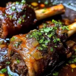 Braised Lamb Shanks in Red Wine and Herb Sauce