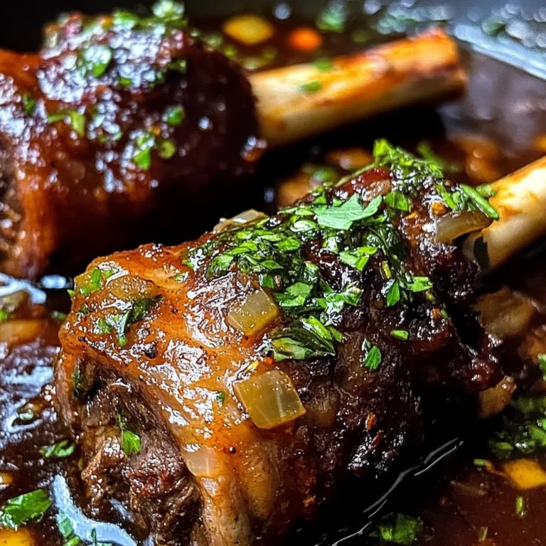 Braised Lamb Shanks in Red Wine and Herb Sauce