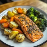 Garlic Salmon with Herbed Potatoes, Carrots & Broccoli