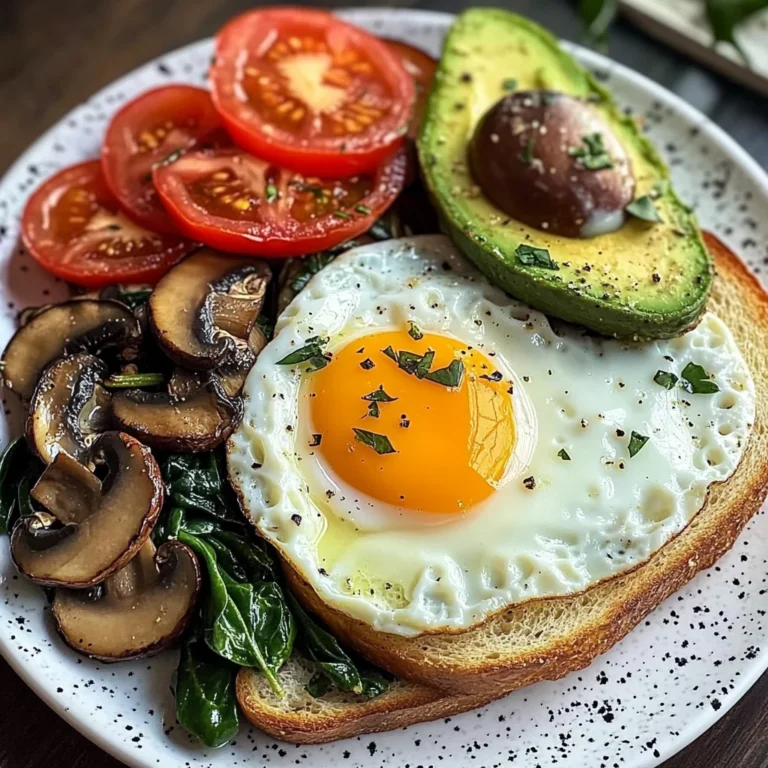 Savory Breakfast Plate with Mushrooms & Avocado